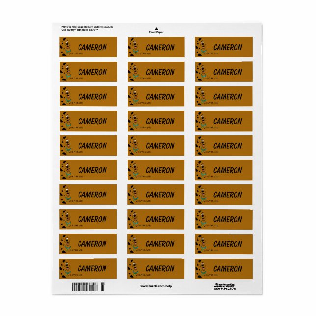 Étiquettes pour enfants Scooby-Doo Camouflage (Feuille entière)