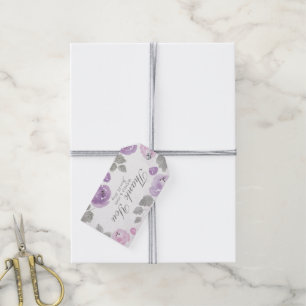 Étiquettes pourpres lilas de cadeau de Merci de