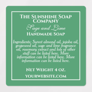 Étiquettes Produits de savon vert et blanc imperméables