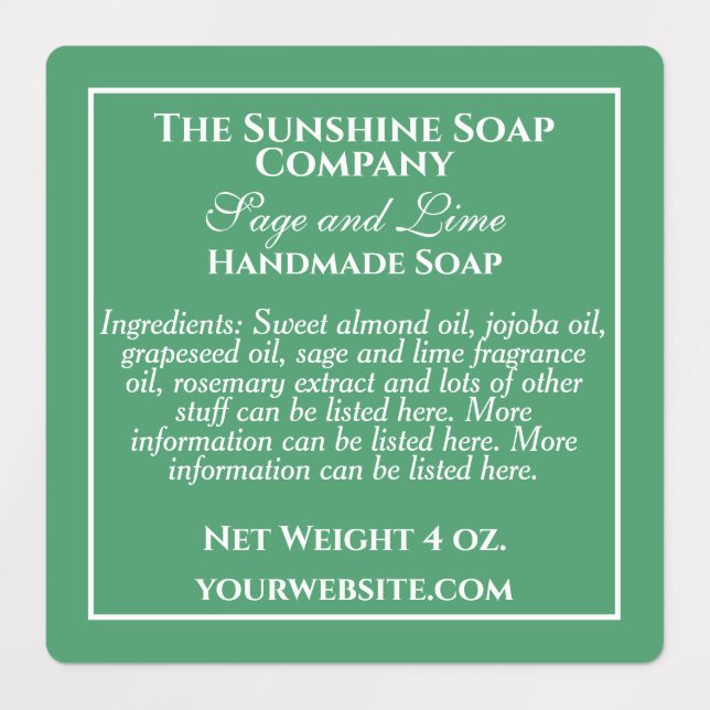 Étiquettes Produits de savon vert et blanc imperméables (Design 3)