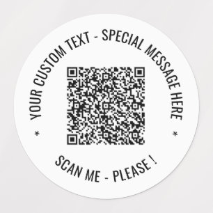 Étiquettes QR Code Scan Info Texte et couleurs personnalisés 