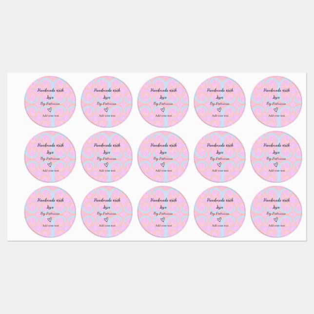 Étiquettes Rainbow scintille fait main avec amour ajouter nom (Feuille)