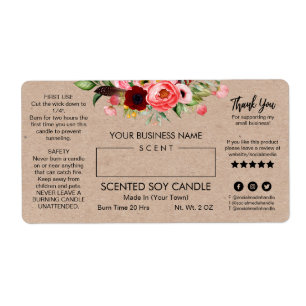 Étiquettes Rectangle De Bougie De Soja Avec Papier