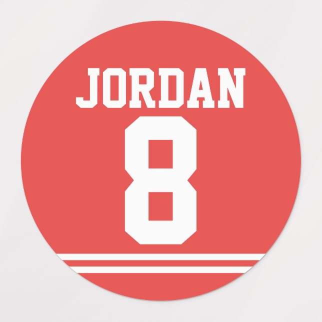 Étiquettes Red Football Jersey - Sports Thème Anniversaire (Design 1)