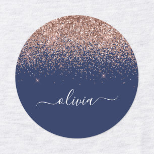 Étiquettes Rose bleu marine Gold Blush Pink Parties scintilla