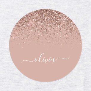 Étiquettes Rose Gold Blush rose Parties scintillant noire Chi