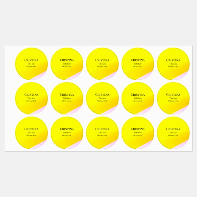 Étiquettes rose jaune abstrait ajouter nom titre texte motif  (Feuille)