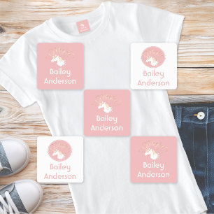 Étiquettes Rose Moderne Magique Unicorne Vêtements pour enfan