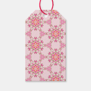Étiquettes roses de cadeau de flocons de neige