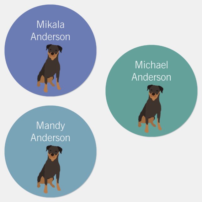 Étiquettes Rottweiler chien race couleurs imperméable étiquet (Groupe)