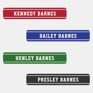 Étiquettes Rouge Vert Bleu Noir Sporty Retour À Nom De L'Écol