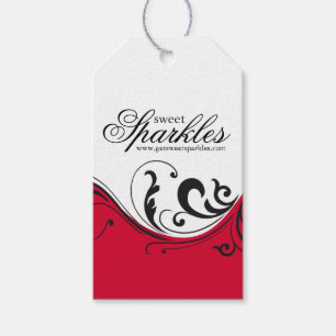 Étiquettes rouges de cadeau de vacances faites su