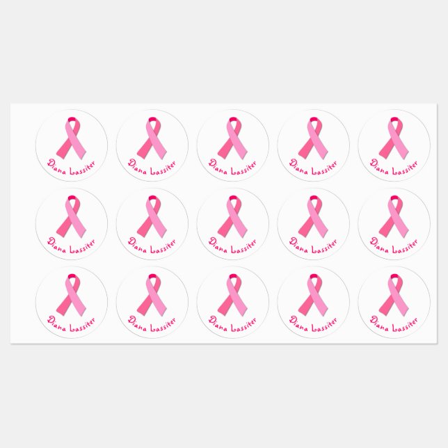 Étiquettes Ruban rose pour la sensibilisation au cancer du se (Feuille)