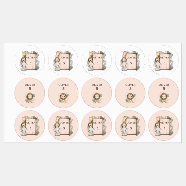 Étiquettes Safari Waterproof Labels, Oliver's Name Labels  (Feuille)