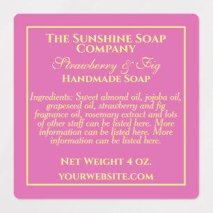 Étiquettes Savon rose-jaune imperméable ingrédients cosmétiqu