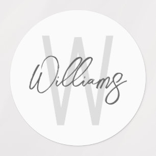 Étiquettes Script moderne Monogramme personnalisé et nom