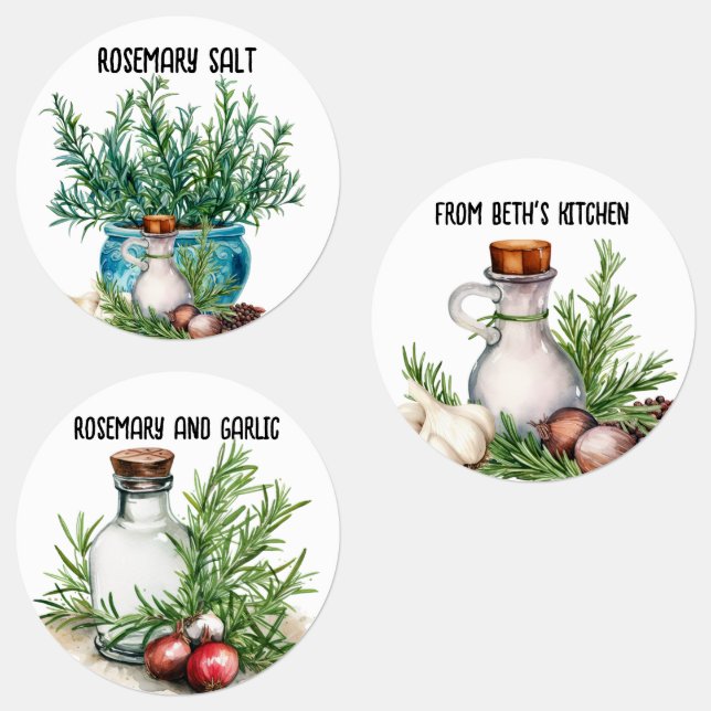 Étiquettes Sel et épices de romarin maison (Groupe)