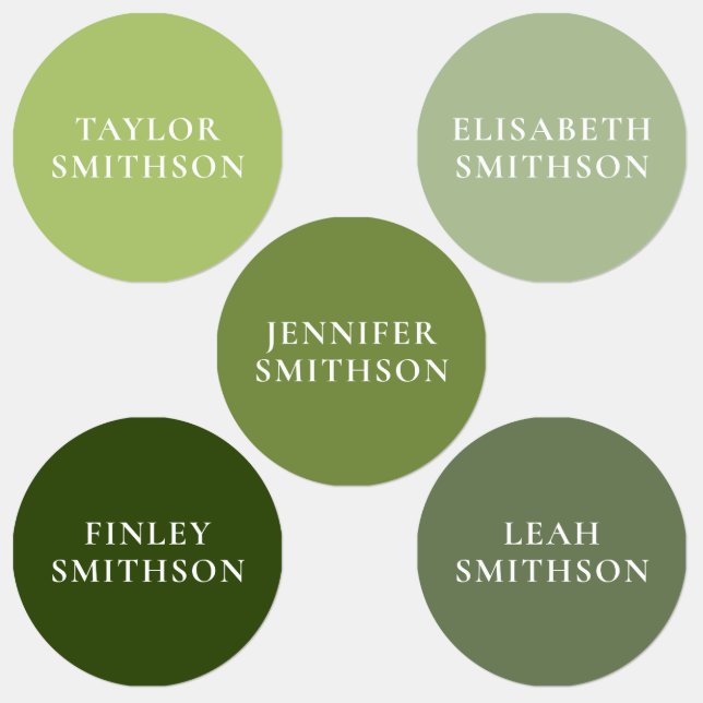Étiquettes Simple Elegant Green Minimal Ajouter Votre Nom Éco (Groupe)