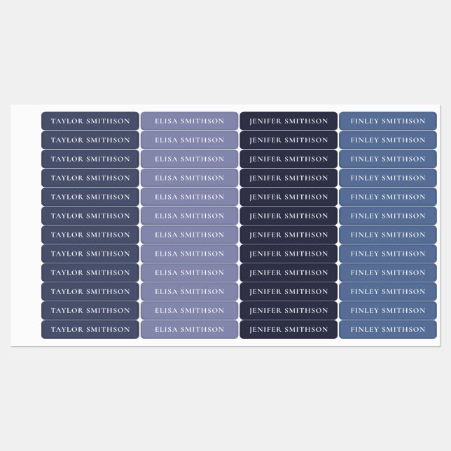 Étiquettes Simple Minimal Purple Blue Ajouter Votre Nom École (Feuille)