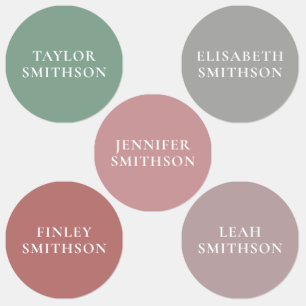 Étiquettes Simple Minimal Rose & Vert Ajouter Votre Nom École