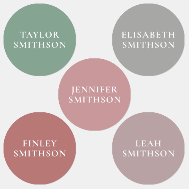 Étiquettes Simple Minimal Rose & Vert Ajouter Votre Nom École (Groupe)