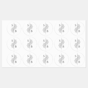 Étiquettes Simple moderne Boho Monogramme Mandala Mariage