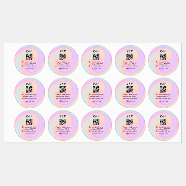 Étiquettes site web mariage rsvp q r code ajouter nom texte (Feuille)