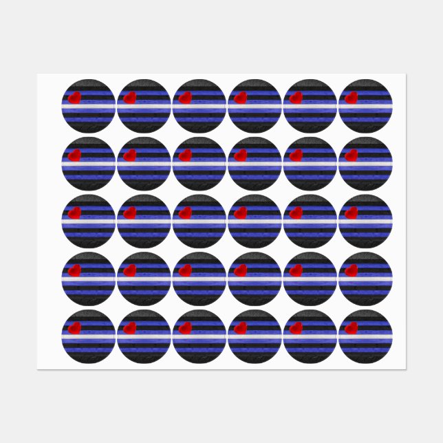 Étiquettes SlipperyJoe's cuir drapeau orgueil noir bleu royal (Feuille)