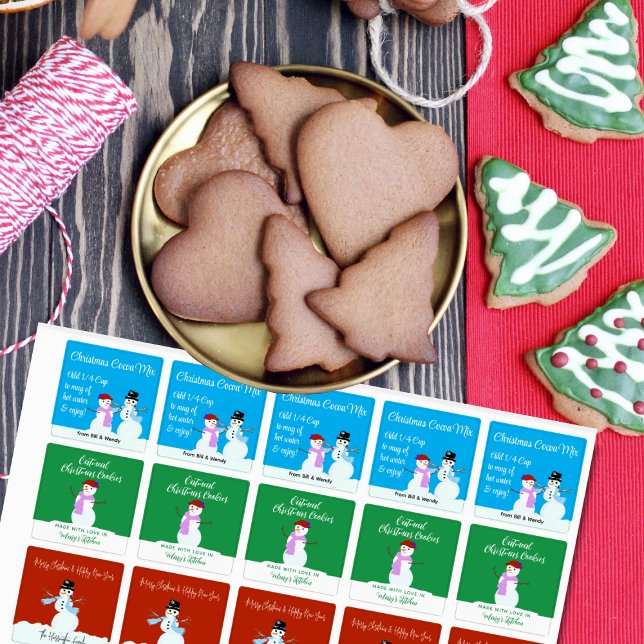 Étiquettes Snowman and Woman Christmas Food Gift Labels (Créateur téléchargé)