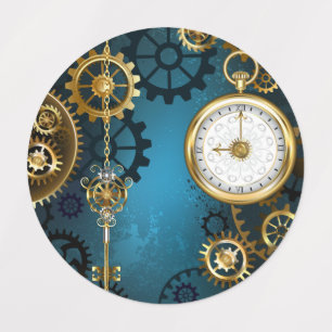 Étiquettes Steampunk Arrière - plan turquoise avec Gears