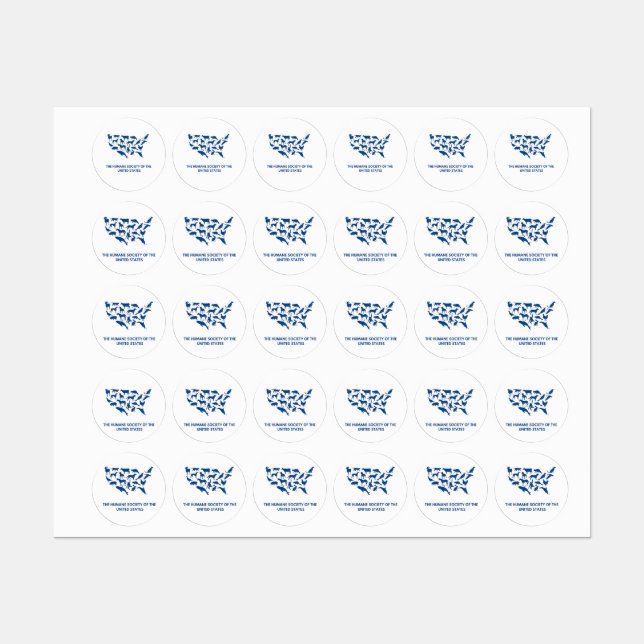 ÉTIQUETTES STICKERES HUMANE SOCIETY DES ÉTATS-UNIS (Feuille)