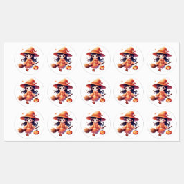 Étiquettes "Stickers Sorcière Halloween - Jolie Sorcière Citr