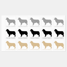 Étiquettes Sticleur en silhouette de chien berger australien