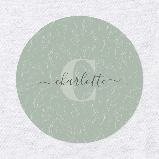 Étiquettes Style rustique Sage vert Botanique Nom floral (Design 1)