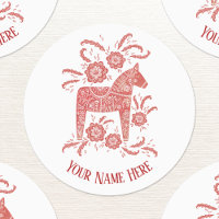 Suédois Dala Horse Rouge et Blanc Personnalisé