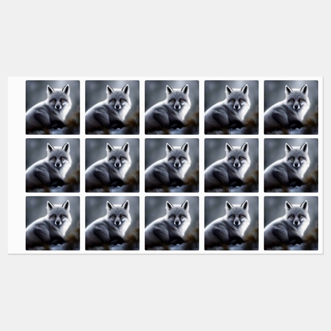 Étiquettes Superbe Renard Artique (Feuille)