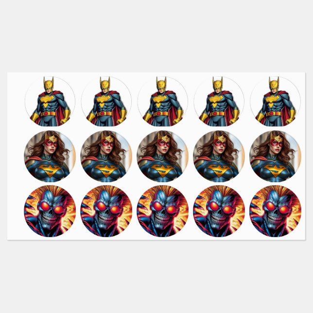 Étiquettes SuperHeroes (Feuille)