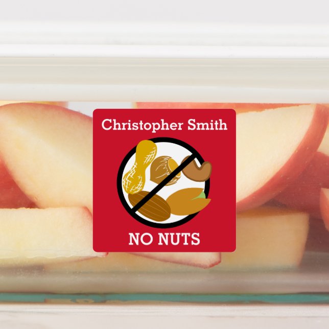 Étiquettes Symbole d'allergie aux noix personnalisées pour en (Apposé)
