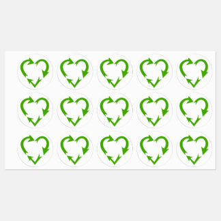 Étiquettes Symbole de recyclage en forme de coeur