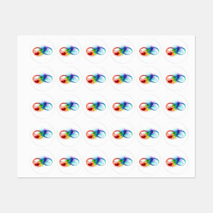 Étiquettes Symbole d'infini avec plume arc-en-ciel