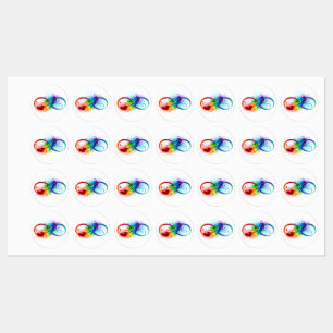 Étiquettes Symbole d'infini avec plume arc-en-ciel