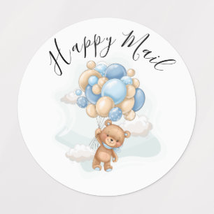 Étiquettes Teddy Bear Balloon Happy Mail Baby showers Étiquet