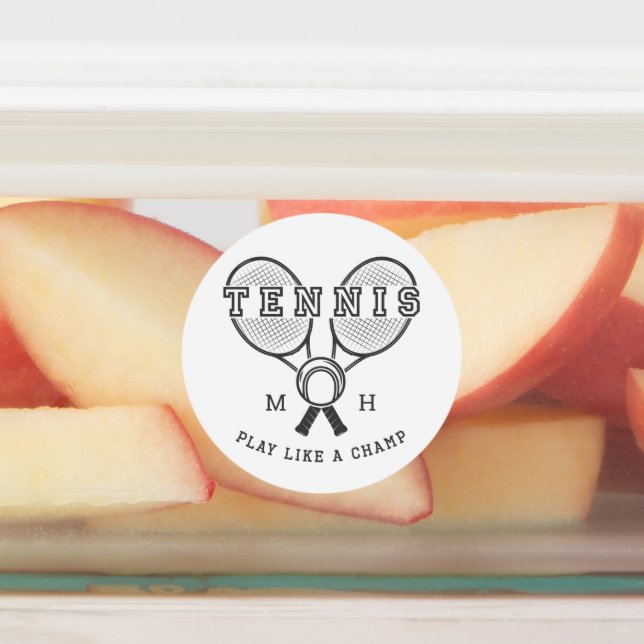 Étiquettes TENNIS monogramme personnalisé (Apposé)
