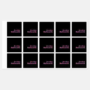 Étiquettes Texte éditable rétro-moderne   Noir et rose
