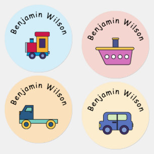 Étiquettes Transport personnalisé pour enfants avec un nom mi