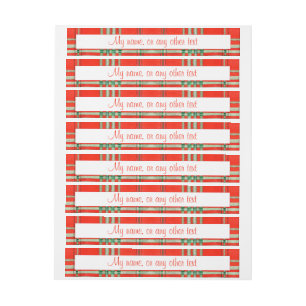 ÉTIQUETTES TRÈS LARGES TARTAN SCOTT ROUGE 2,5 cm x