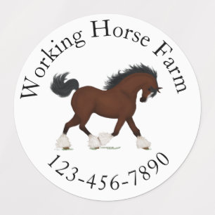 Étiquettes Trotting Clydesdale Horse Circulaire Texte personn