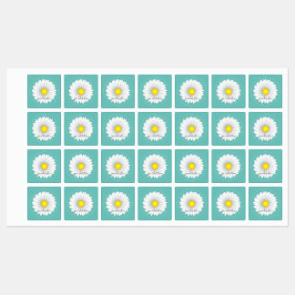Étiquettes Turquoise Pretty Little Daisy Carré