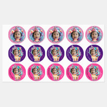 unicorne EDITABLE foto cupcake toppers sticpers