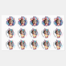 unicorne EDITABLE foto cupcake toppers sticpers